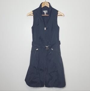 Joseph Ribkoff Black Sleeveless Double Zip Belted Zipper Pockets Dress Size 6